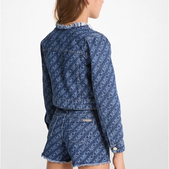 Michael Kors Empire Logo Print Denim Jacket size 12 kids - Picture 2 of 6